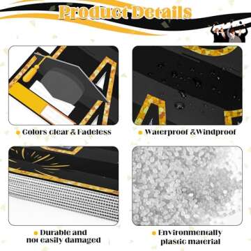 Graduation Yard Sign, 14 PCS Black Gold Large Congrats Grad Lawn Stakes, Class of 2025 Yard Signs with Stakes, Graduation Party Decorations Outdoor, Graduation Yard Decor for College High School