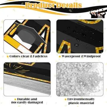 Graduation Yard Sign, 14 PCS Black Gold Large Congrats Grad Lawn Stakes, Class of 2025 Yard Signs with Stakes, Graduation Party Decorations Outdoor, Graduation Yard Decor for College High School