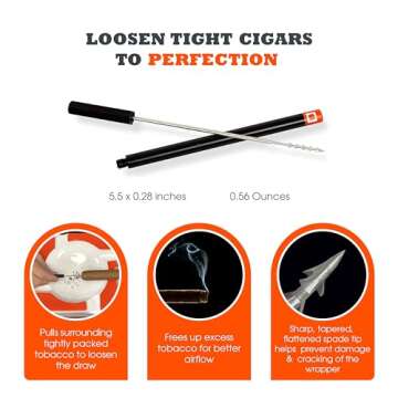 Perfec - PerfecDraw Patented Cigar Draw Enhancer Tool and Nubber, 5 inches