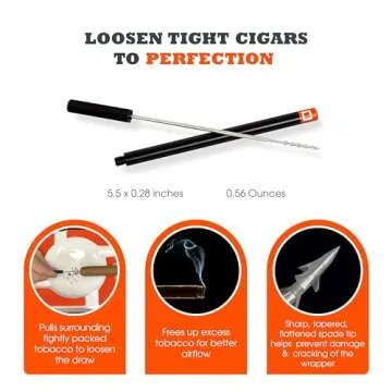 Perfec - PerfecDraw Patented Cigar Draw Enhancer Tool and Nubber, 5 inches