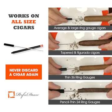 Perfec - PerfecDraw Patented Cigar Draw Enhancer Tool and Nubber, 5 inches