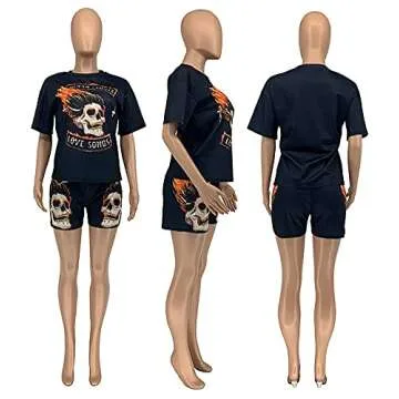 2 Piece Outfits for Women Summer Casual Shorts Set T Shirt and Bodycon Pants Joggers Tracksuit Sportswear Set