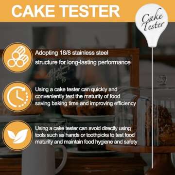 Cake Tester, 2 Packs Cake Tester for Baking Doneness, Stainless Steel Cake Tester Stick, Cake Testers for Baking, Kitchen Auxiliary Baking Tools. 7.5 IN DSOCVJW.