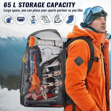 RESVIN Ski Boot Bag - 65L Durable Travel Backpack for Skiing & Snowboarding