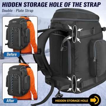 RESVIN Ski Boot Bag - 65L Waterproof Backpack for Winter Sports
