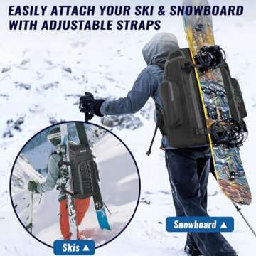 RESVIN Ski Boot Bag - 65L Waterproof Backpack for Winter Sports