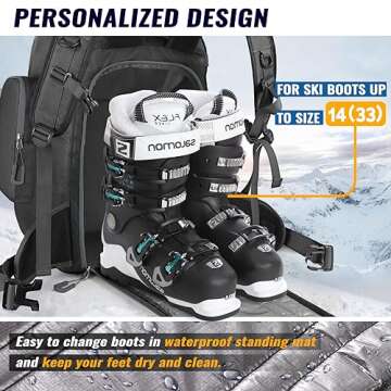 RESVIN Ski Boot Bag - 65L Waterproof Backpack for Winter Sports