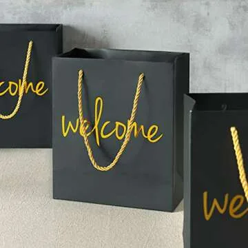 Crisky Welcome Black Gold Gift Bags for Various Occasions