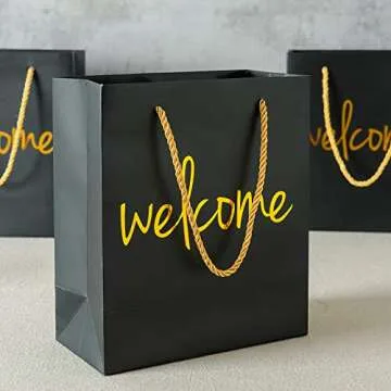 Crisky Welcome Black Gold Gift Bags for Various Occasions