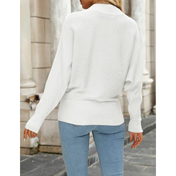 ZESICA Women's Turtleneck Batwing Pullover Sweater