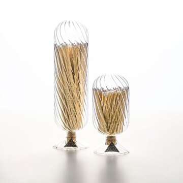 Skeem Helix Fireplace Glass Match Cloche with Striker - Includes 120 Long Matches (White-Tipped Matc...