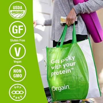 Orgain Organic Plant Based Protein Powder, Vanilla Bean - Vegan, Low Net Carbs, Non Dairy, Gluten Free, Lactose Free, No Sugar Added, Soy Free, Kosher, Non-GMO, 2.03 Pound (Packaging May Vary)