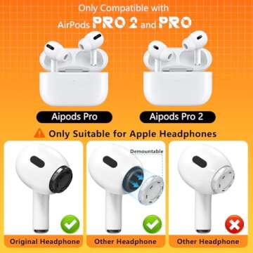 4 Pairs Replacement Ear Tips for AirPods Pro with Storage & Cleaner Tool