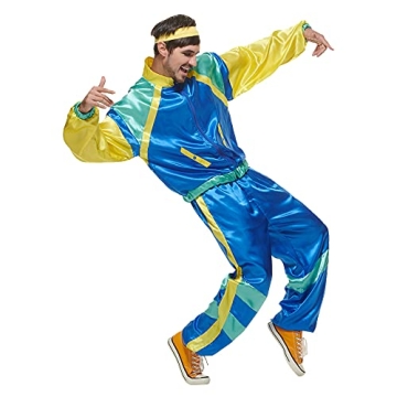 EraSpooky Men 80s Costume Retro Jacket Shell Suit Party Tracksuit