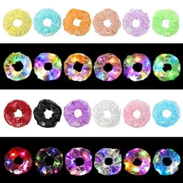 YL Mainland 12PCS LED Scrunchies, Glow in the Dark Hair Ties with Premium Gift Bag, Light Up Hair Ac...