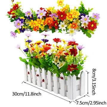 XONOR Artificial Flower Plants in Picket Fence Pot