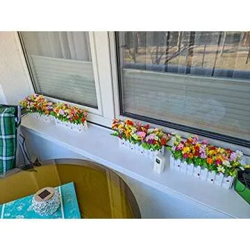 XONOR Artificial Flower Plants in Picket Fence Pot