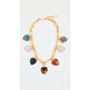 Brinker + Eliza Women's Margaret Necklace - Radiant Semi-Precious Heart Pendants