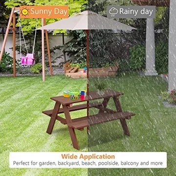 BETTARY Kids Picnic Table with Removable Umbrella