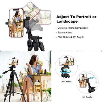 PHOPIK 55" Aluminum Extendable Phone Tripod with Remote