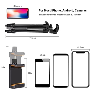 PHOPIK 55" Aluminum Extendable Phone Tripod with Remote