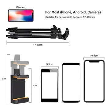 PHOPIK 55" Aluminum Extendable Phone Tripod with Remote