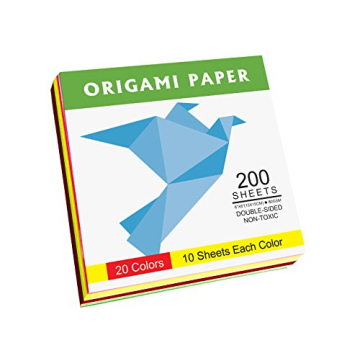 200 Double Sided Origami Paper - 20 Colors - Easy Fold