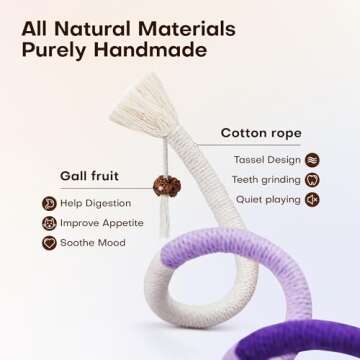 Potaroma Cat Toys Chew Ropes 3Pcs with Refillable Natural Catnip, Safe Teeth Cleaning Toy for Indoor Kittens, Interactive Cat Nip Kitty Toys for All Breeds 19.5 Inches