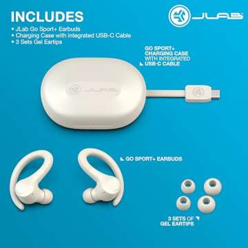 JLab Go Sport+ Wireless Earbuds with 35+ Hour Playtime