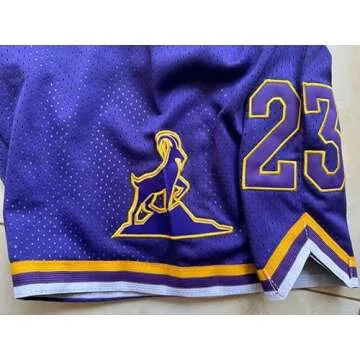 Mens Basketball Shorts,Men Retro Mesh Rap Embroidered Short with Pockets, High School Fans 90S Casual Athletic Gym Shorts