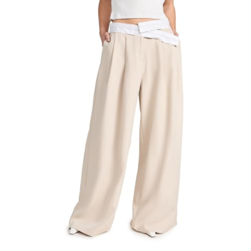 Stylish Lioness Women's Desire Wide Leg Pants - Chic Comfort in Oyster Tan