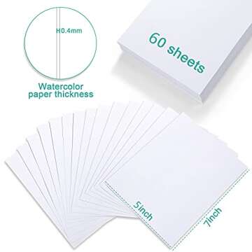 TecUnite 60 Sheets Watercolor Paper Pad Bulk Art White Cold Press Painting Paper for Kids Watercolorist Drawing Student Artist(5 x 7 Inch,Cold Press)