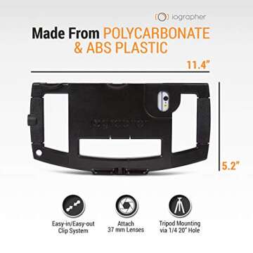 IOgrapher Filmmaking Case Smartphone Video Rig for Apple iPhone 6, 6S, 7, 8 and SE (2020) with Lens Adapter, Tripod Mount and Stabilizer Grip - USA Made by - - Accessories Not Included