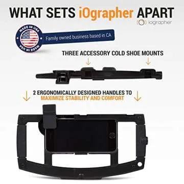 IOgrapher Filmmaking Case Smartphone Video Rig for Apple iPhone 6, 6S, 7, 8 and SE (2020) with Lens Adapter, Tripod Mount and Stabilizer Grip - USA Made by - - Accessories Not Included