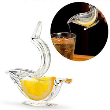 New Acrylic Manual Lemon Slice Squeezer, Portable Transparent Fruit Juicer, Elegance Bird Shape, Han...