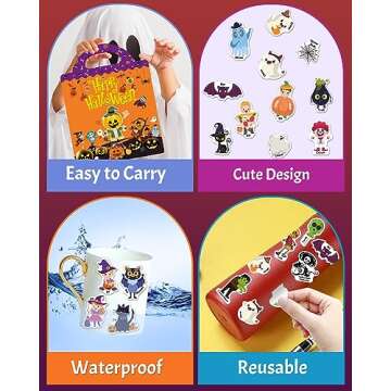 Benresive Reusable Sticker Books for Kids 2-4, Sticker Books for Toddlers 1-3, Toddler Sticker Book Age 2-4, Toddler Travel Toys Activities Crafts Gifts - Halloween Sticker Book