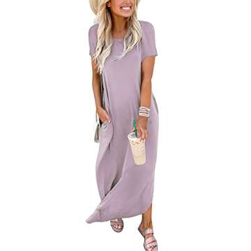 ANRABESS Women's Summer Casual Loose Short Sleeve Long T Shirt Dress Split Maxi Beach Sundress Trave...