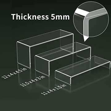 HIIMIEI 6 Pcs Acrylic Display Risers - Thickened & Clear