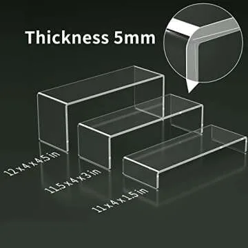 HIIMIEI 6 Pcs Acrylic Display Risers - Thickened & Clear