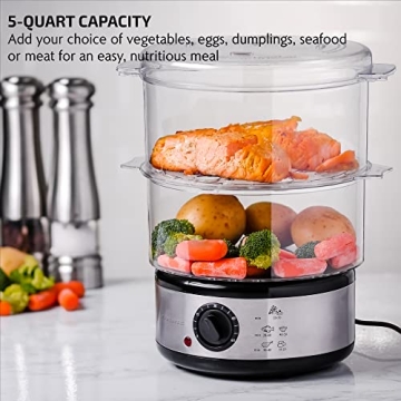 OVENTE 2-Tier Electric Food Steamer Healthy Cooking 400W