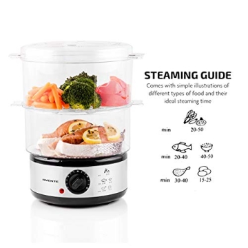 OVENTE 2-Tier Electric Food Steamer Healthy Cooking 400W