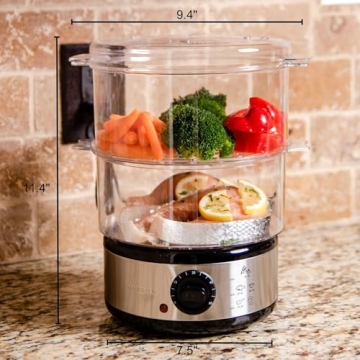 OVENTE 2-Tier Electric Food Steamer Healthy Cooking 400W