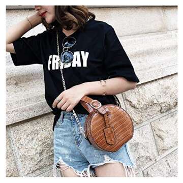 Canteen Purse Round Crossbody Bag for Women Stylish Leather