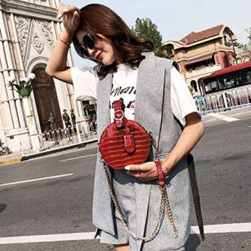 Canteen Purse Round Crossbody Bag for Women Stylish Leather