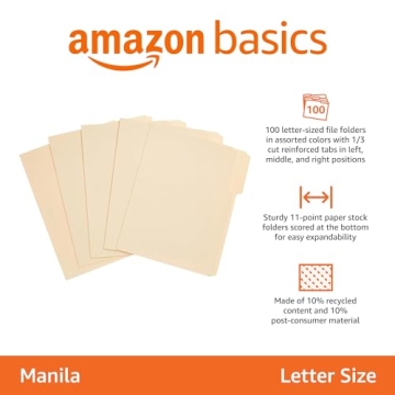 High-Quality Manila File Folders with 1/3-Cut Tabs