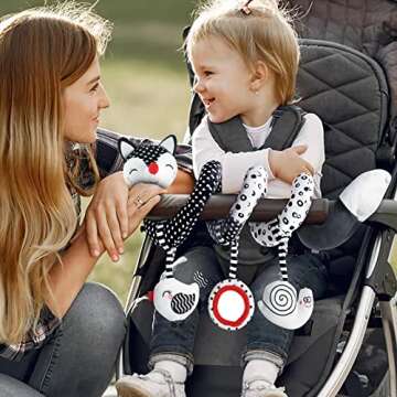 MONSTIME Car Seat Toys Black and White High Contrast Baby Toys for Newborn, Stroller Toys Newborn Toys Infant Toys for 0 3 6 9 12 Months Girls Boys, Baby Toys 0-6 Months for Crib Mobile Best Gift