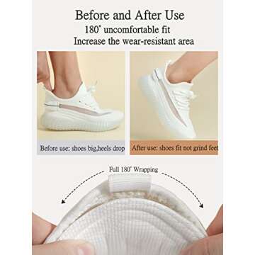 HarChen Heel Grips for Loose Shoes, Heel Cushion Liner for Blisters, Improve The fit and Comfort of The Shoes，Extra StickyHeel Protector Pads Shoe Inserts (4 Pairs)