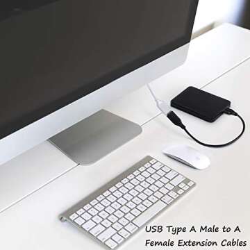 Costyle USB Extension Cable White, 2-Pack 2.0 6ft/2m USB Type A Male to A Female Extension Cord White USB Cable Extender with Gold-Plated Connectors