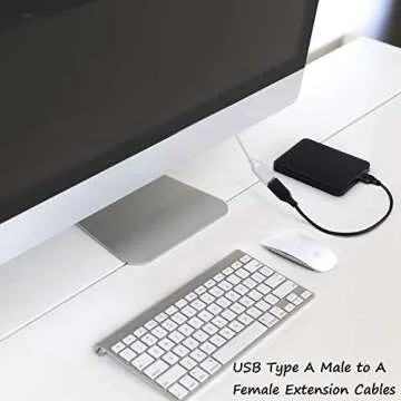 Costyle USB Extension Cable White, 2-Pack 2.0 6ft/2m USB Type A Male to A Female Extension Cord White USB Cable Extender with Gold-Plated Connectors