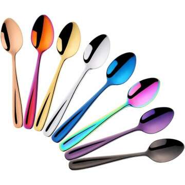 Multicolor 18/10 Dessert Spoons - 8 Piece Set